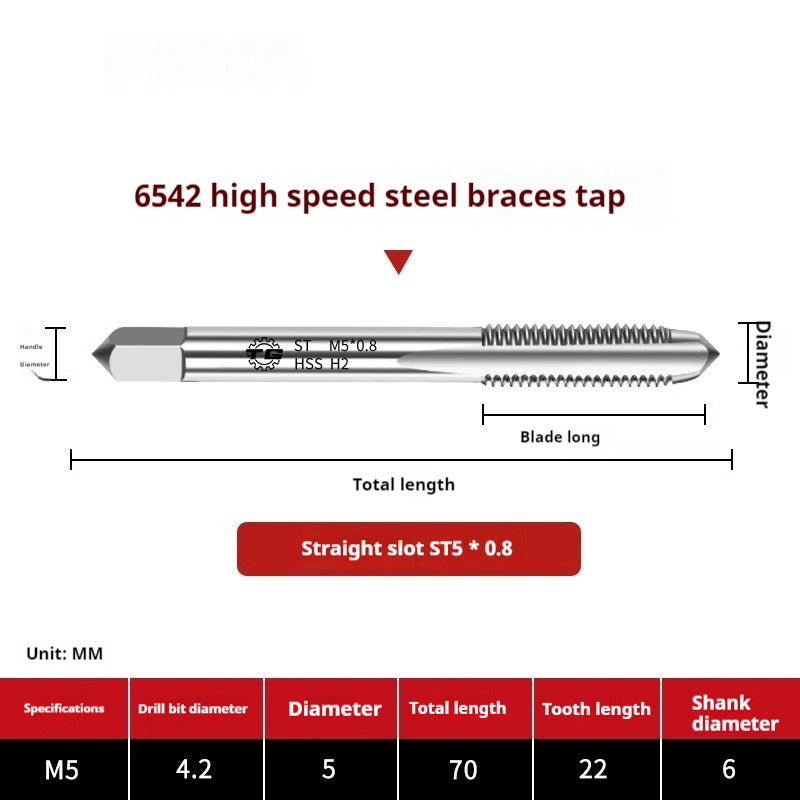 2114-6542 High Speed Steel Braces Taps ST Straight Groove Taps Thread Sheath Braces Tapping Screw Sleeve Installation Tool Shandong Denso Pricision Tools Co.,Ltd.